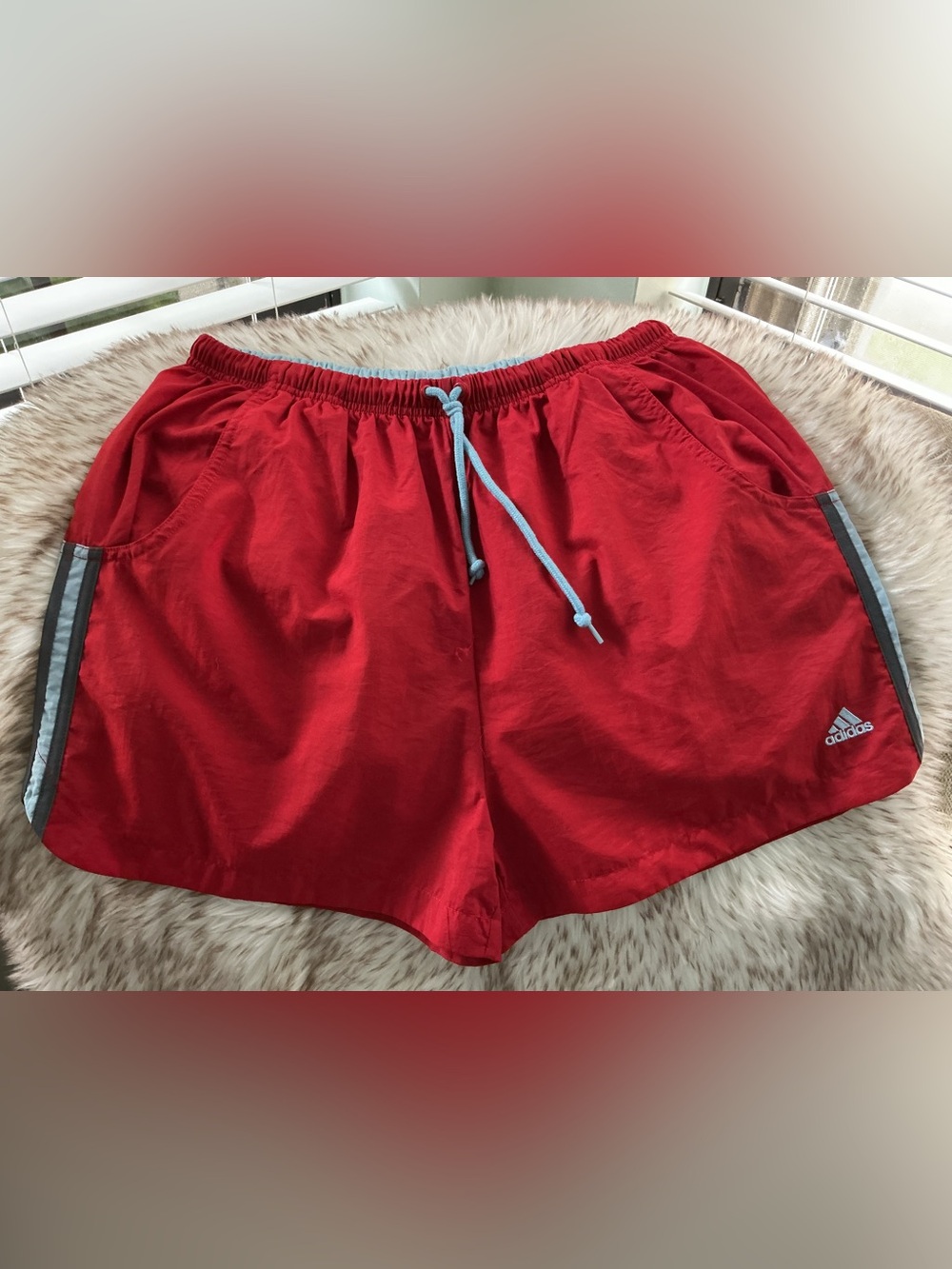 adidas Red Athletic Shorts with Drawstring